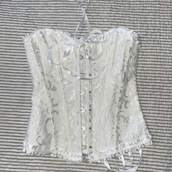 Lace Corset | Boned Zip-Up + Lace-Up | Plus Size Ivory - Picture 7 of 9